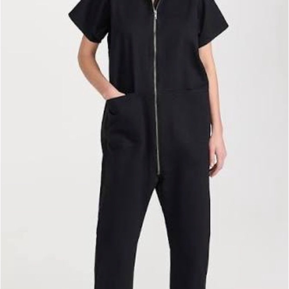 Rachel Comey Barrie Distressed Black Zip-Front Jumpsuit